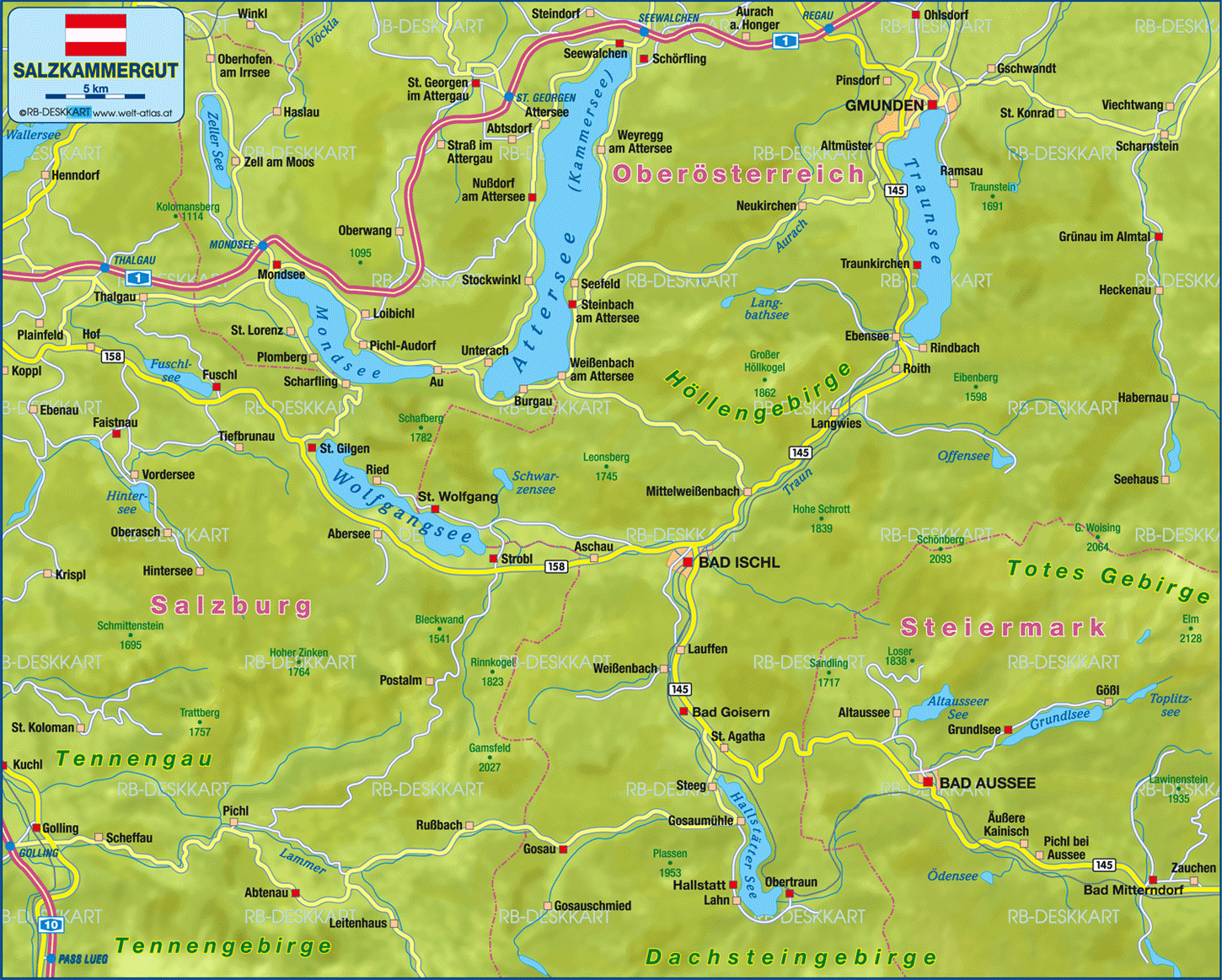 Карта Зальцкаммергута (Salzkammergut)
