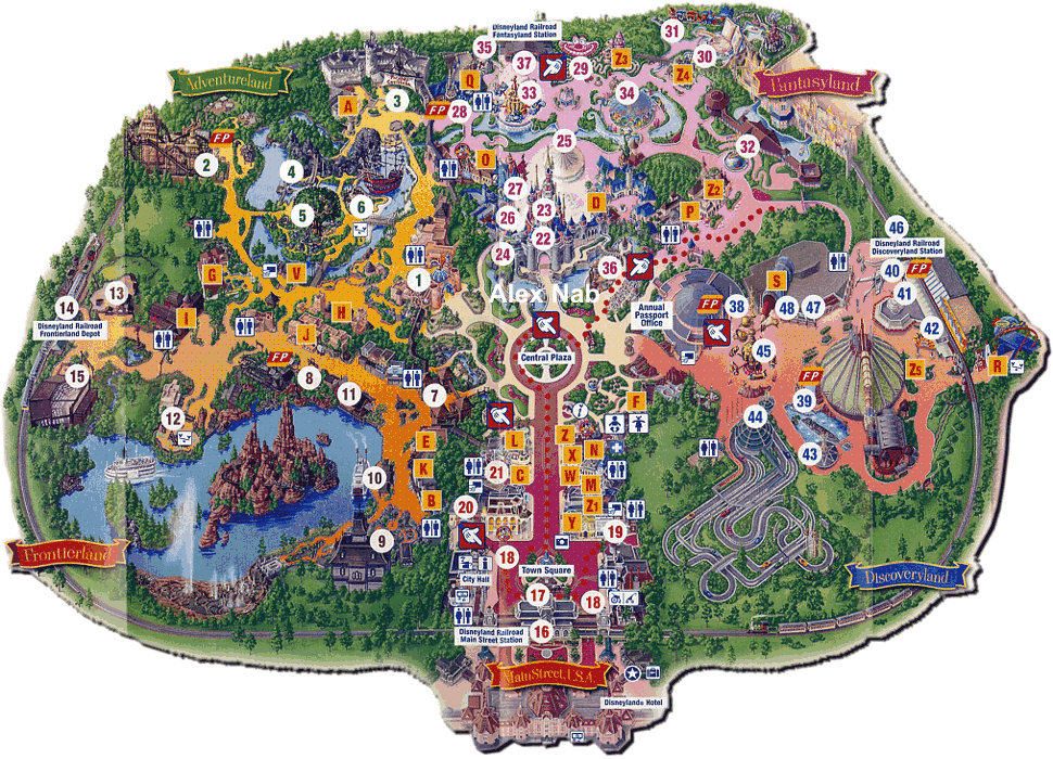 Схема аттракционов Disneyland Park Paris