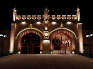 Фридланские ворота в ночной подсветке (Европейская часть России)