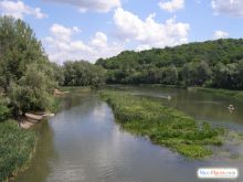 Река уже давно не особо чистая, летом основательно заростает (Святогорск)