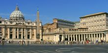 Собор Святого Петра, обелиск на площади и колоннада (Рим)