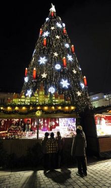 Самая большая рождественская ёлка Германии в Дортмунде. Дерево высотой 45 метров состоит из 1700 елей (Разное)