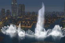 Dubai Fountain - фонтан достигает в высоту на 152 метра (Разное)