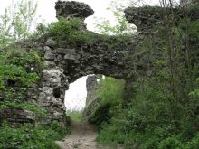 Руины Хустского замка недалеко от долины нарциссов (Карпаты и Закарпатье)