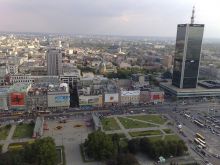 Вид с обзорной площадки 30 этажа дворца Культуры (Польша)