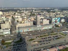 Вид на окрестности делового центра Варшавы с 30 этажа Дворца Культуры (Польша)