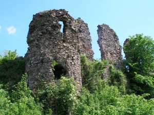 Руины Хустского замка крупным планом (Карпаты и Закарпатье)