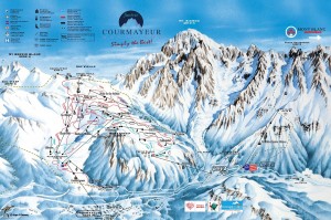 Схема горнолыжных трасс и инфраструктуры курорта Курмайор (Courmayeur) (Италия)