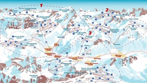 Схема трасс горнолыжного курорта Валь-ди-Фасса (Италия)