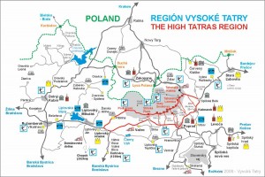 Схема трасс и инфраструктуры в Высоких Татрах (Словакия)