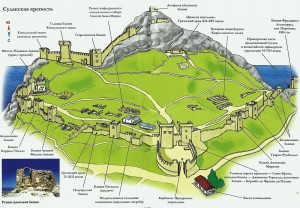 Карта-схема объектов Генуэзской крепости (Крым)