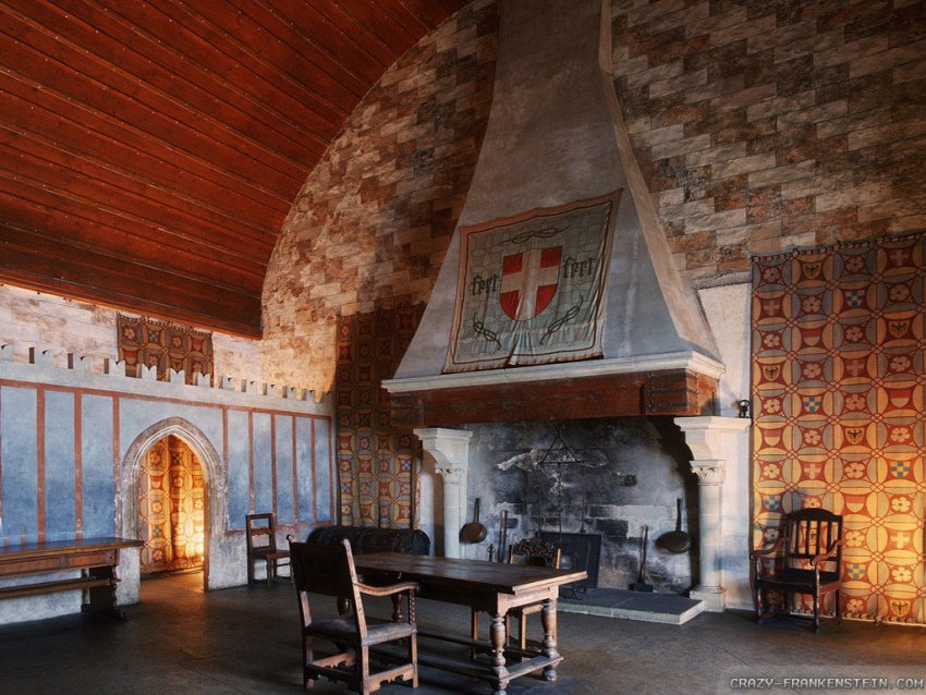 Фото достопримечательностей Швейцарии: Шильонский замок, интерьер одного из залов