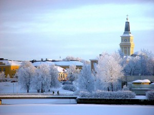 Уютный город Кеми на берегу Ботнического залива (Страны Скандинавии)