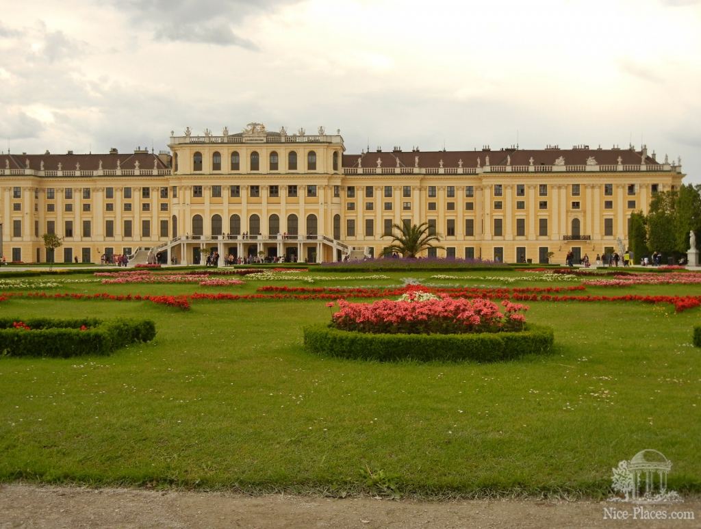 Клумбы перед задним фасадом дворца - Дворец Шенбрунн в Вене