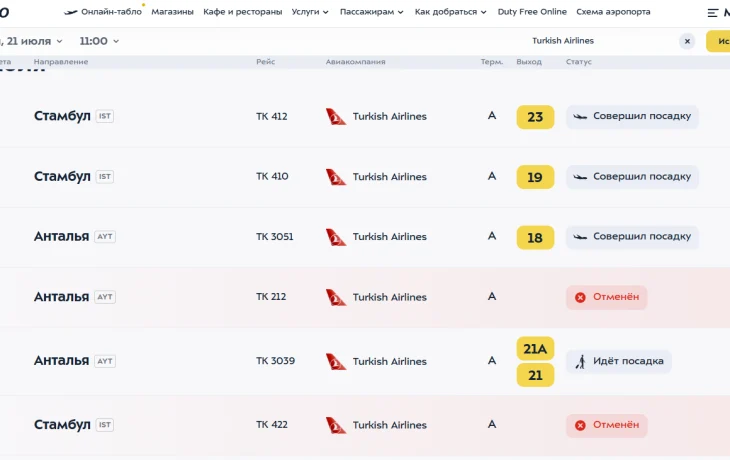 Ночной «ковер» во Внуково прибавил несколько отмен рейсов у Turkish Airlines Ночной «ковер» во Внуково прибавил несколько отмен рейсов у Turkish Airlines