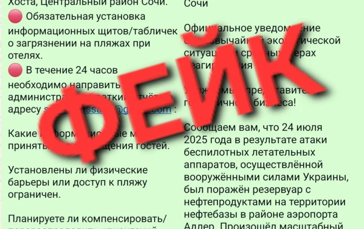 В Сочи опровергли фейк о запрете купания из-за разлива нефти после атак БПЛА