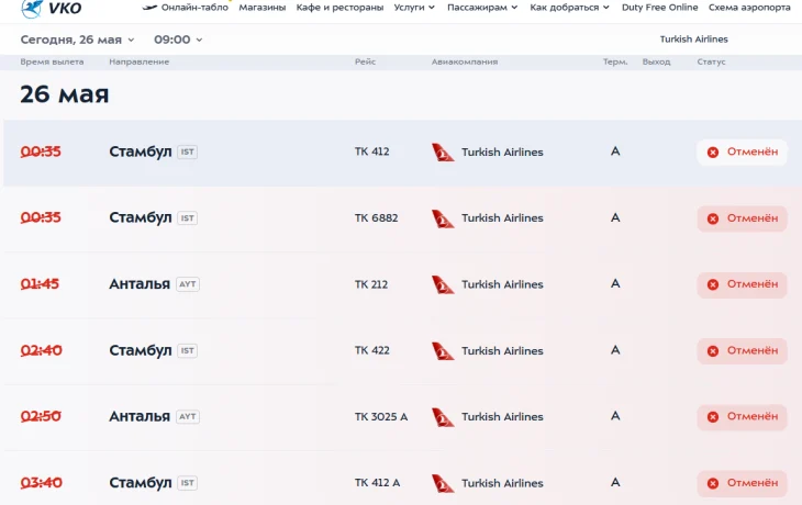 Туристам отложили вылеты в Турцию до вторника из-за отмены рейсов Turkish Airlines Туристам отложили вылеты в Турцию до вторника из-за отмены рейсов Turkish Airlines
