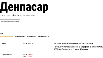 Рейс «Аэрофлота» в Москву задержан на сутки на Бали